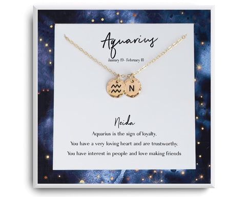Personalized Aquarius Zodiac Necklace