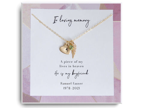 Loss of Boyfriend Memorial Necklace with Card