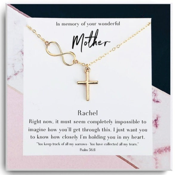 Infinity Symbol and Cross Pendant Memorial Necklace