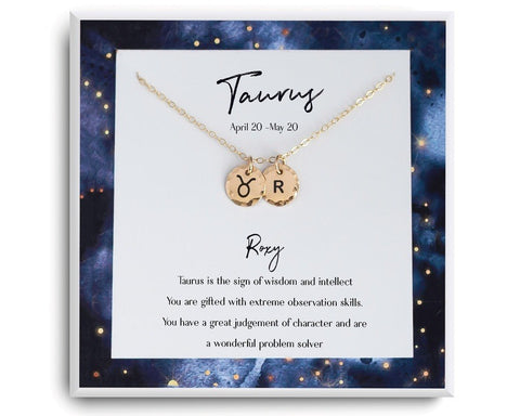 Personalized Taurus Zodiac necklace