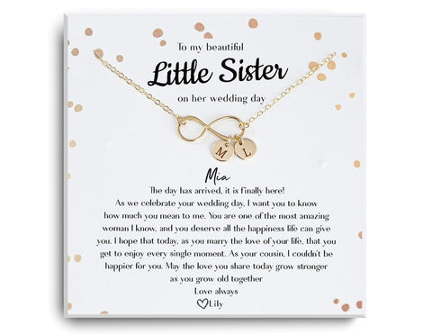 To My little sister on her Wedding Day - Sister Wedding Day Gift Necklace