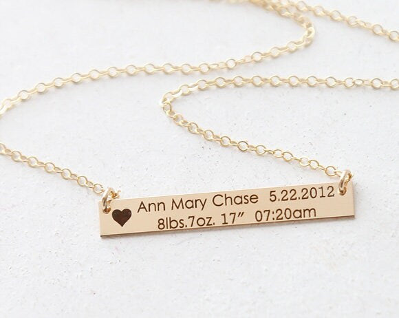 New Mom Necklace-Engraved with Birth Date