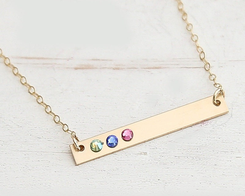 Birthstone Bar necklace for mom- Custom Bar Necklace - Birthstone Jewelry - Gift for mom - Birthstone Necklace - Mothers Necklace - Gold