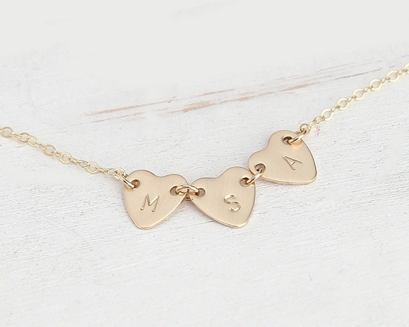 Personalized 3 Hearts Necklace