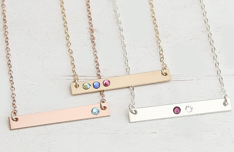 Birthstone Bar necklace for mom- Custom Bar Necklace - Birthstone Jewelry - Gift for mom - Birthstone Necklace - Mothers Necklace - Gold