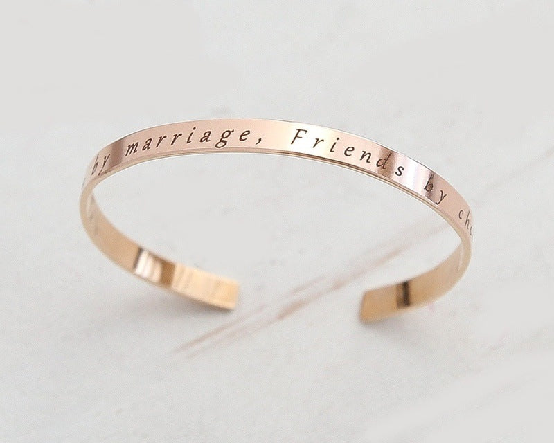 Gift for Sister In Law-Engraved Bracelet Cuff