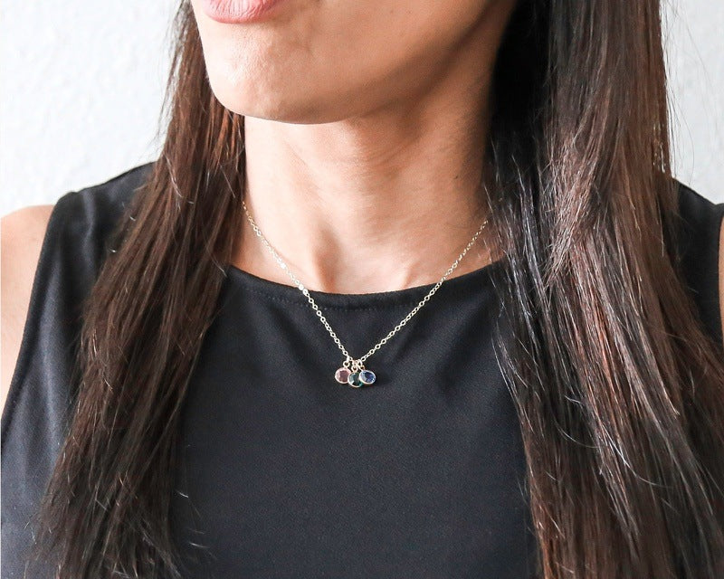 Custom Birthstone Necklace for Mom  
