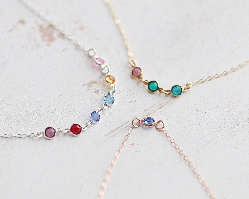 Mother and Daughter Necklace - Linked Birthstones