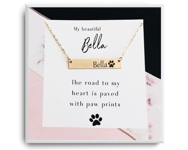 Engraved Pet Memorial Paw Print and Name Necklace 