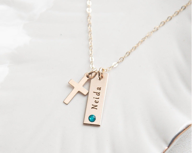Baptism Personalized Cross Necklace