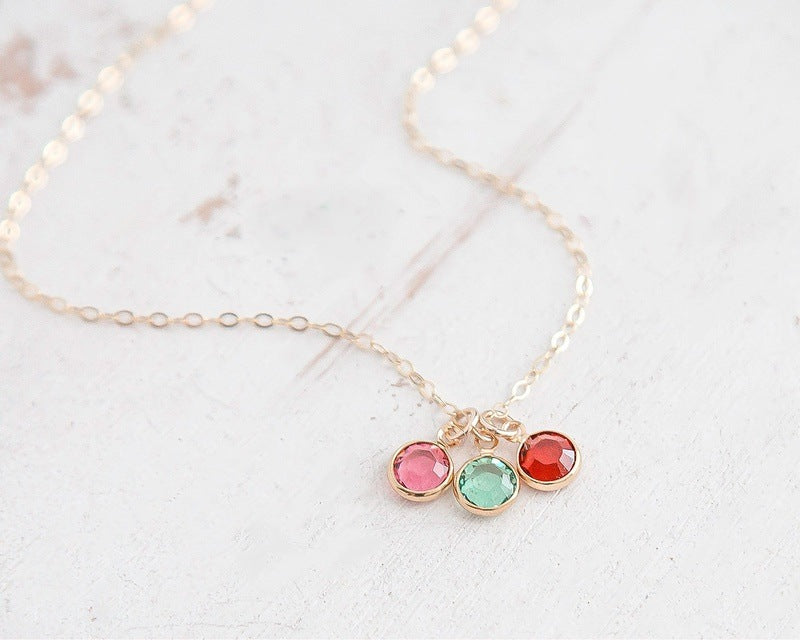 Gold Filled Personalized Birthstone Necklace for Grandma