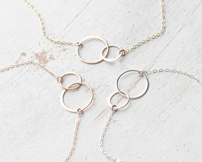 Interlocked Circles Necklace Gift for Mom of Twins