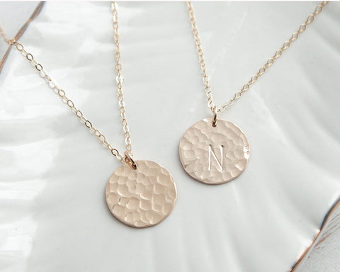 Personalized Large Hammered Initial Necklace