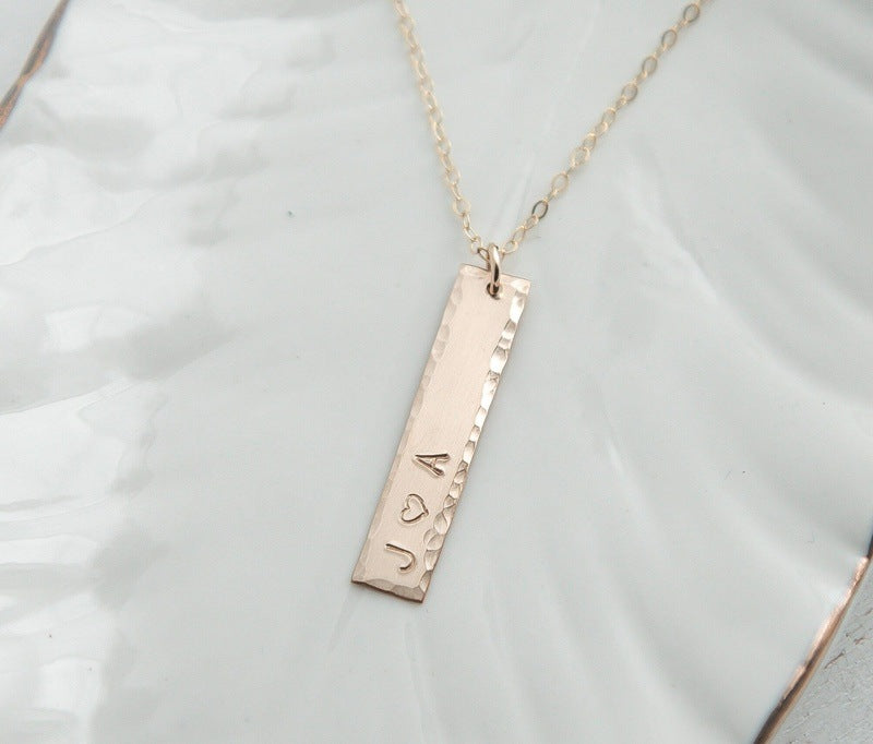 Personalized Vertical Bar Charm Pendant