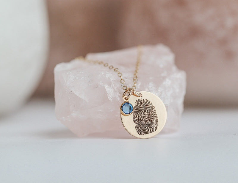 Fingerprint Necklace with Birthstone
