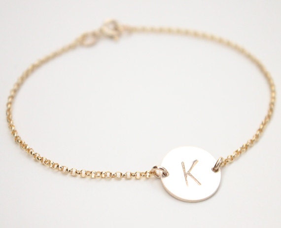 14k gold initial charm bracelet